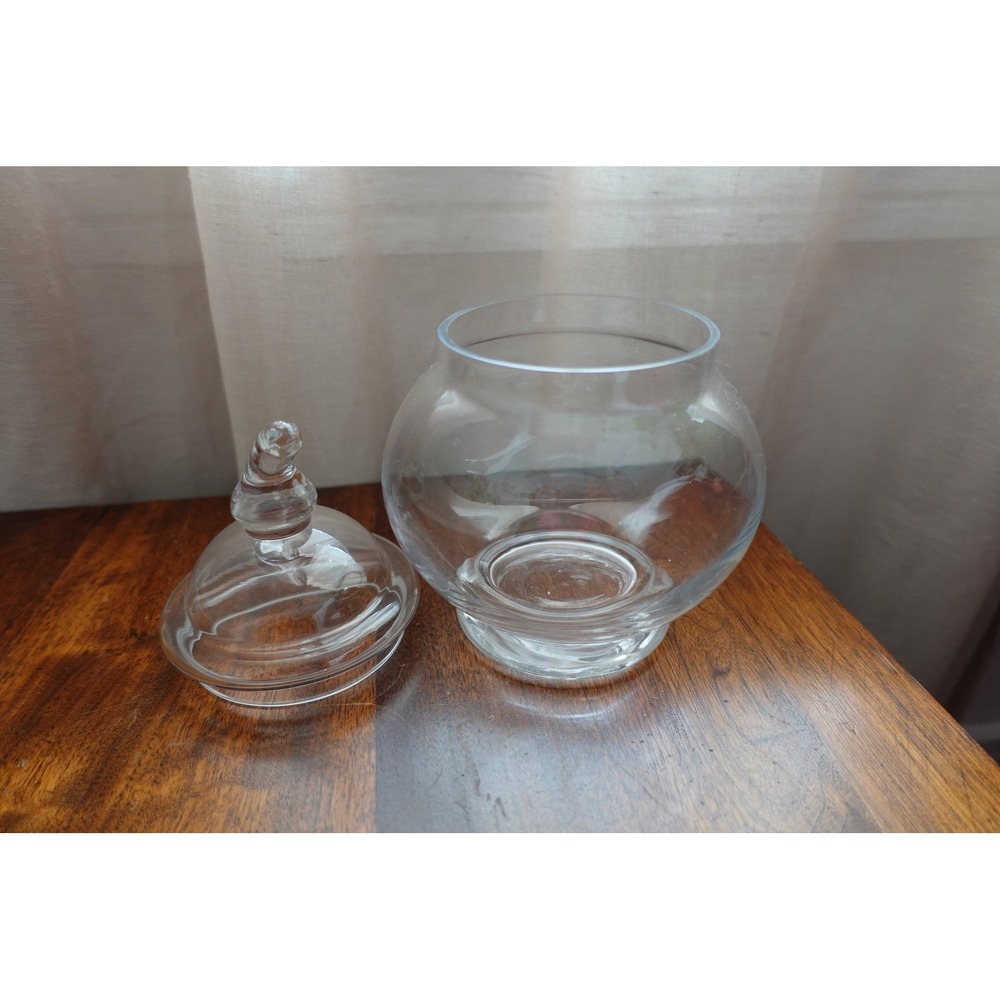 Vintage 8‎ inches clear glass apothecary jar with lid - Picture 2 of 9